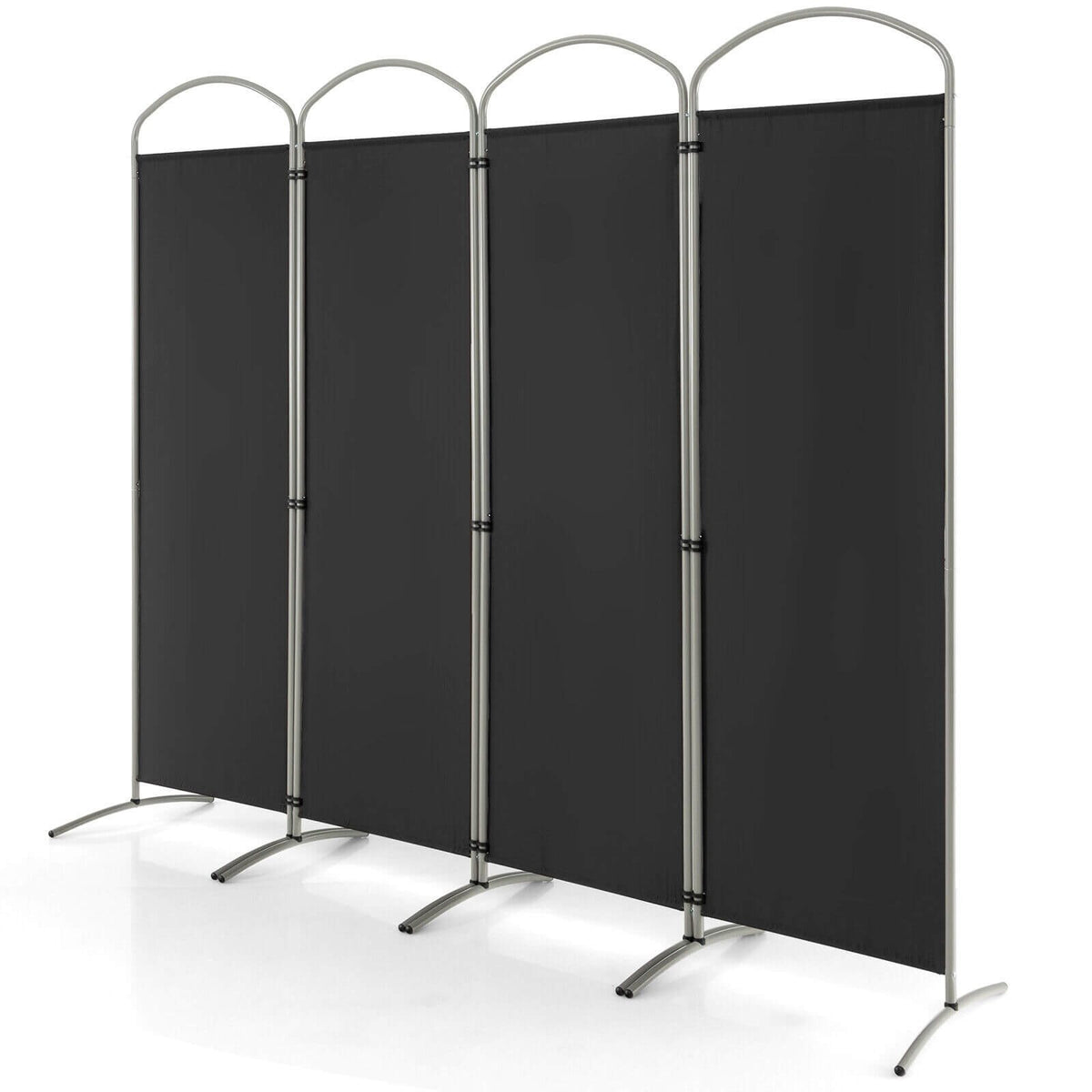 Folding 4-Panel Room Divider for Home Office Living Room-Black view 4