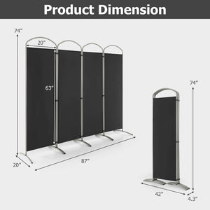 Folding 4-Panel Room Divider for Home Office Living Room-Black view 5