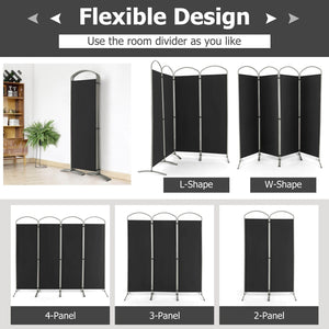 Folding 4-Panel Room Divider for Home Office Living Room-Black view 8