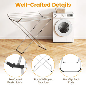 Folding Aluminum Clothes Drying Rack with 2 Side Wings view 7