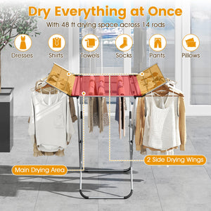 Folding Aluminum Clothes Drying Rack with 2 Side Wings view 8