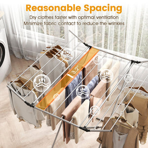 Folding Aluminum Clothes Drying Rack with 2 Side Wings view 9