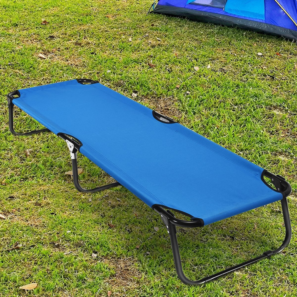 Outdoor Folding Camping Bed for Sleeping Hiking Travel-Blue view 2