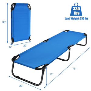 Outdoor Folding Camping Bed for Sleeping Hiking Travel-Blue view 4