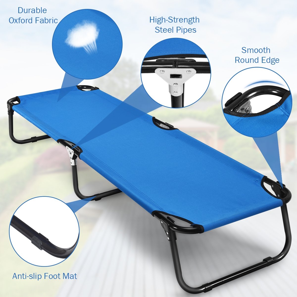 Outdoor Folding Camping Bed for Sleeping Hiking Travel-Blue view 5
