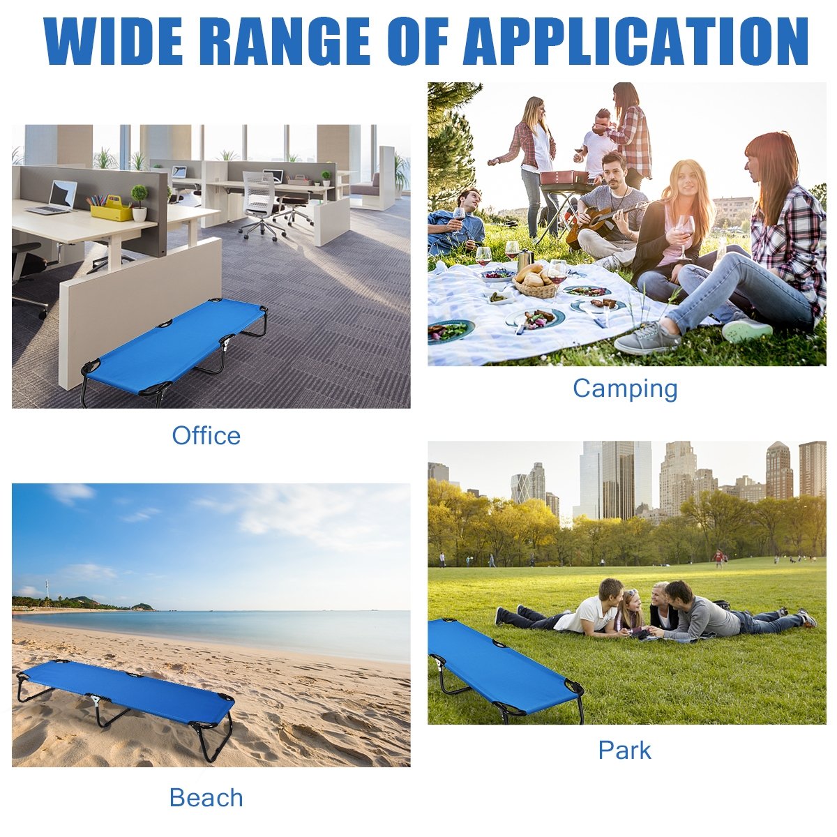Outdoor Folding Camping Bed for Sleeping Hiking Travel-Blue view 9