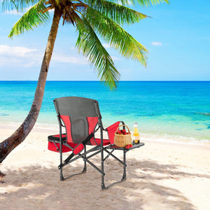 Folding Camping Directors Chair with Cooler Bag and Side Table-Red view 5