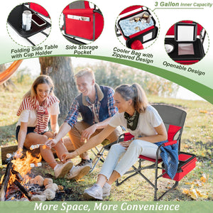 Folding Camping Directors Chair with Cooler Bag and Side Table-Red view 6