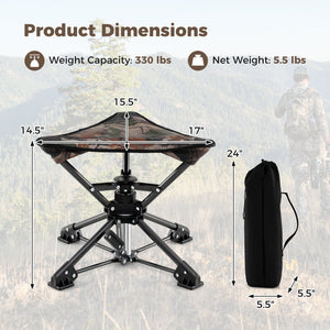 Folding Camping Stool 360° Swivel Hunting Chair with Anti-Sink Feet-Camouflage view 4