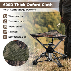 Folding Camping Stool 360° Swivel Hunting Chair with Anti-Sink Feet-Camouflage view 7