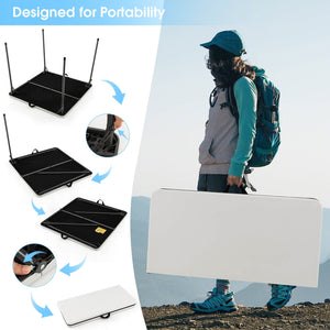 Folding Camping Table with All-Weather HDPE Tabletop and Rustproof Steel Frame-White view 3