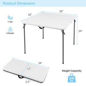 Folding Camping Table with All-Weather HDPE Tabletop and Rustproof Steel Frame-White view 4
