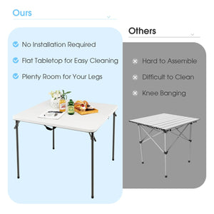 Folding Camping Table with All-Weather HDPE Tabletop and Rustproof Steel Frame-White view 8