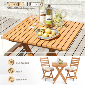 Folding Chair Table Set with Soft Seat Cushions and Table-White view 6