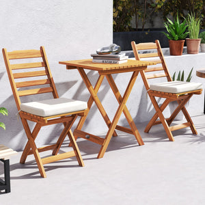Folding Chair Table Set with Soft Seat Cushions and Table-White view 8