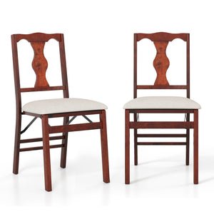 Folding Chairs Set of 2 Upholstered Dining Chairs with Comfy Padded Seats-Brown view 4