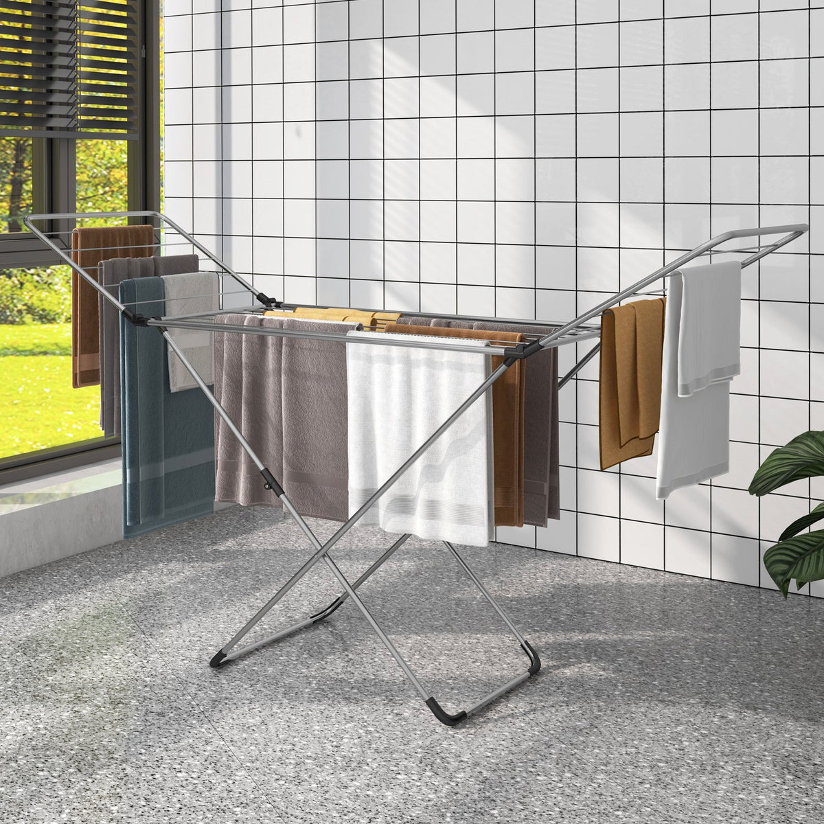 Folding Clothes Drying Rack with Adjustable Wings for Indoor and Outdoor Use view 3