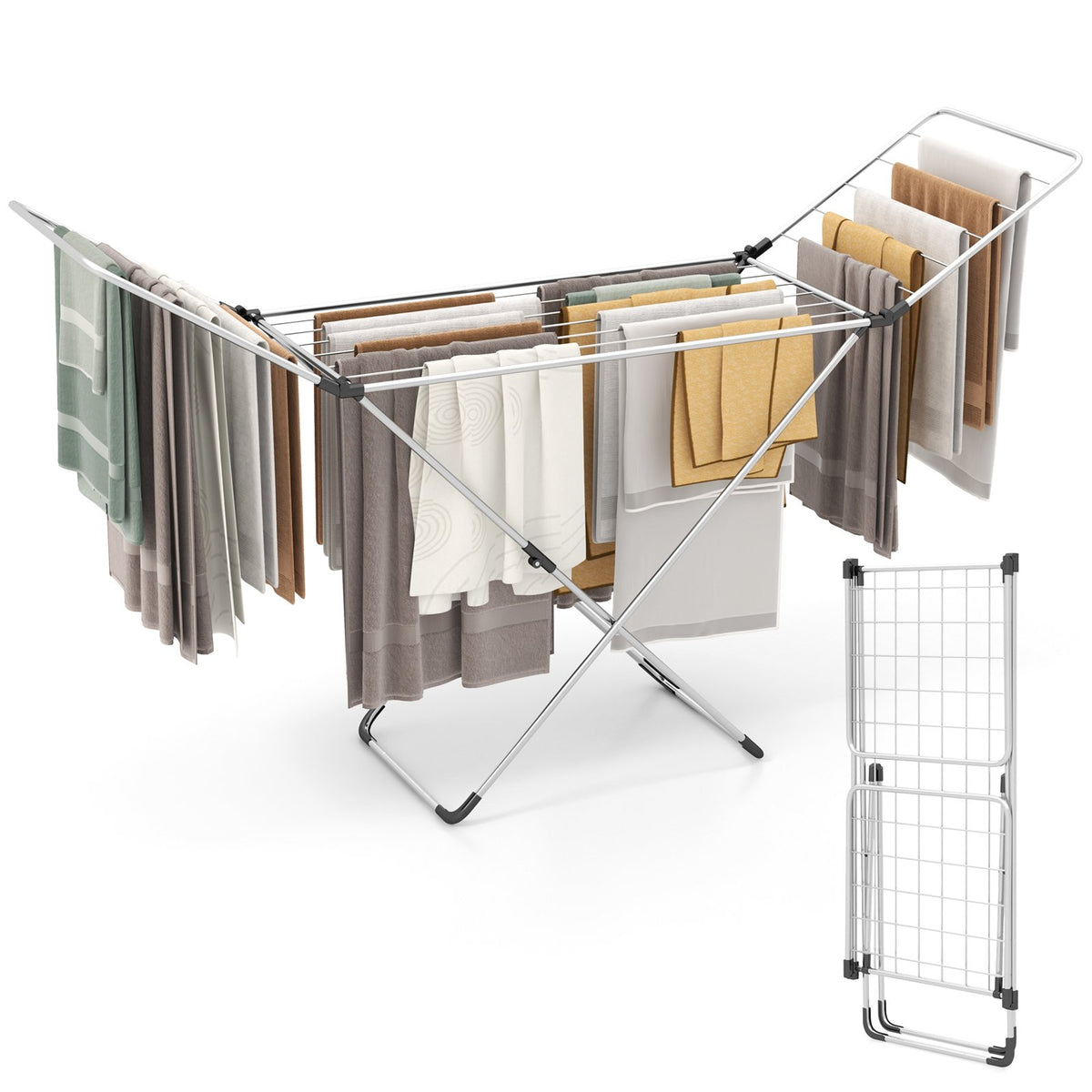 Folding Clothes Drying Rack with Adjustable Wings for Indoor and Outdoor Use view 6
