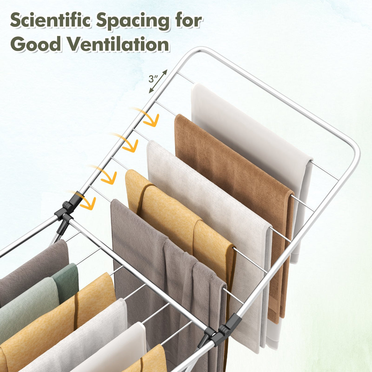Folding Clothes Drying Rack with Adjustable Wings for Indoor and Outdoor Use view 7