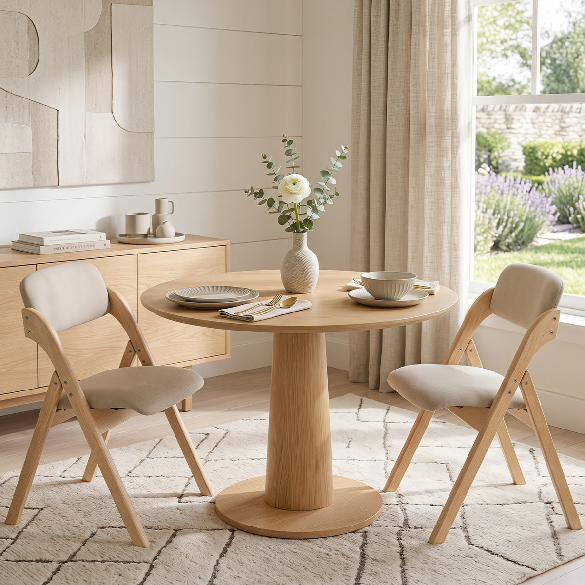 Folding Dining Chairs Set of 2 with Cushion-Beige view 3