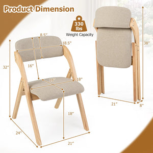 Folding Dining Chairs Set of 2 with Cushion-Beige view 4