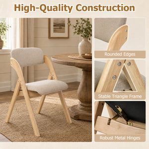Folding Dining Chairs Set of 2 with Cushion-Beige view 5