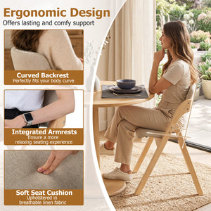 Folding Dining Chairs Set of 2 with Cushion-Beige view 7