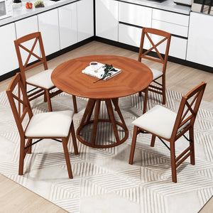 Folding Dining Chairs Set of 2 with Padded Seat and Rubber Wood Frame-A view 3