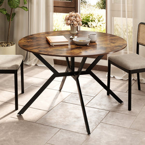 Folding Dining Table 47 Inch Extendable Round Kitchen Table with Drop Leaves-Rustic Brown view 2