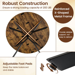 Folding Dining Table 47 Inch Extendable Round Kitchen Table with Drop Leaves-Rustic Brown view 9
