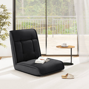 Folding Floor Chair Convertible Lazy Chair with 14-Poistion Adjustable Backrest-Black view 3
