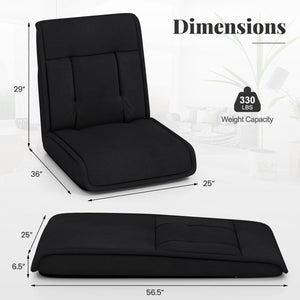 Folding Floor Chair Convertible Lazy Chair with 14-Poistion Adjustable Backrest-Black view 5