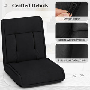 Folding Floor Chair Convertible Lazy Chair with 14-Poistion Adjustable Backrest-Black view 9