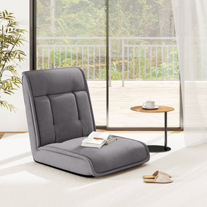 Folding Floor Chair Convertible Lazy Chair with 14-Poistion Adjustable Backrest-Gray view 3