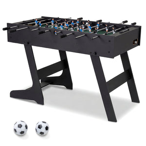 Folding Foosball Table 4ft x 2ft Competition-Sized Soccer Table with 2 Balls and Slide Scorers-Black