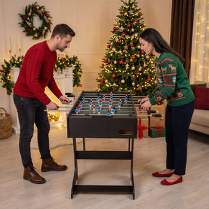 Folding Foosball Table 4ft x 2ft Competition-Sized Soccer Table with 2 Balls and Slide Scorers-Black view 2