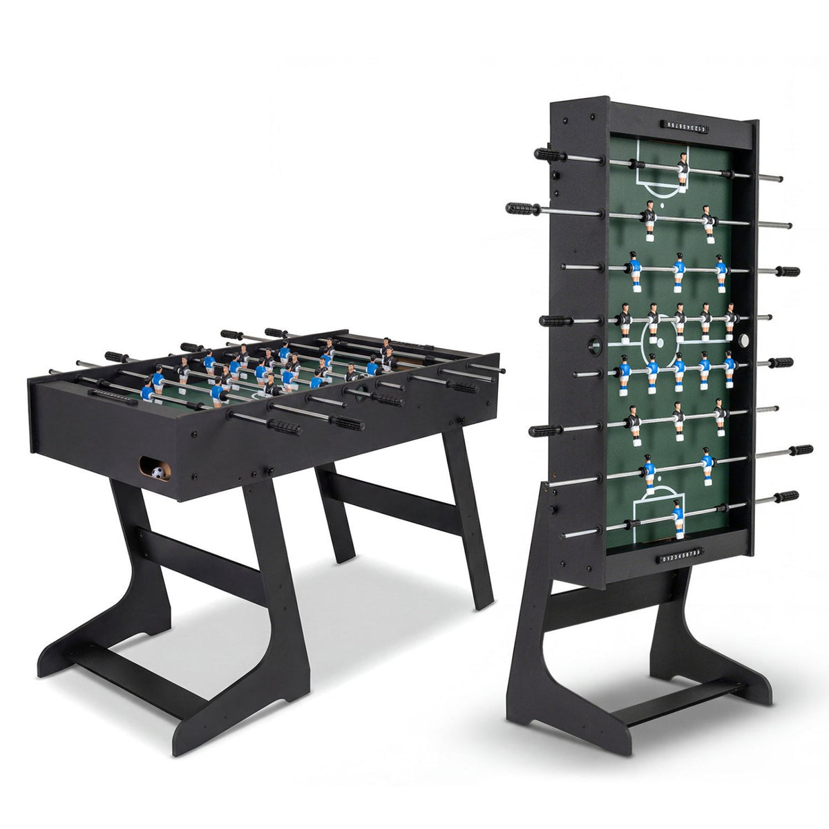 Folding Foosball Table 4ft x 2ft Competition-Sized Soccer Table with 2 Balls and Slide Scorers-Black view 4