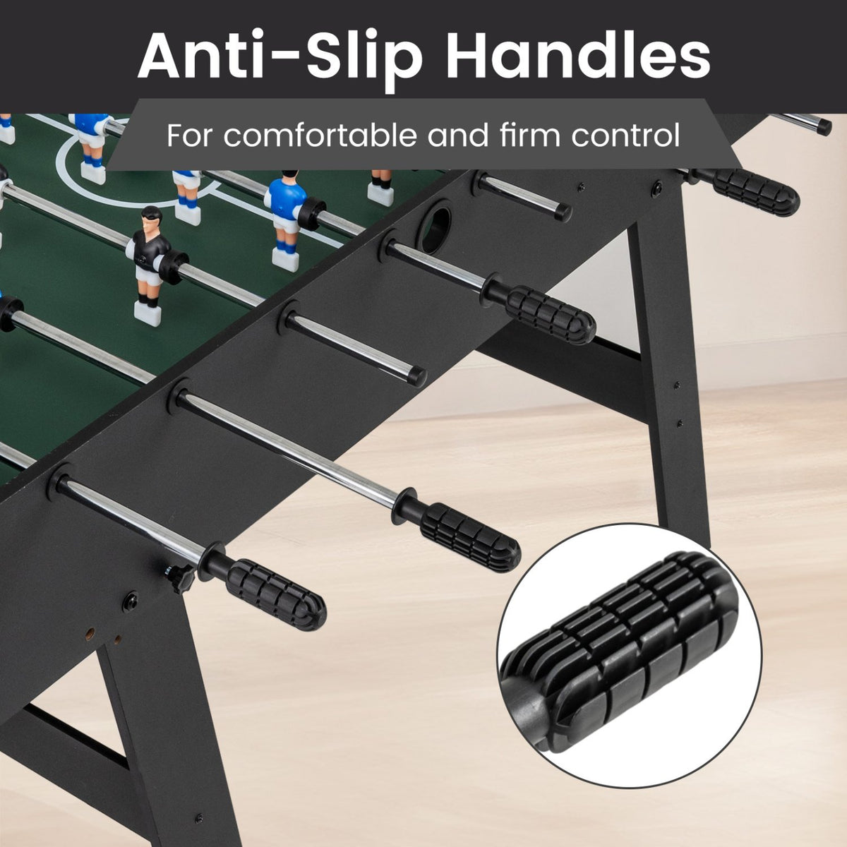 Folding Foosball Table 4ft x 2ft Competition-Sized Soccer Table with 2 Balls and Slide Scorers-Black view 7