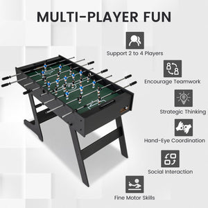 Folding Foosball Table 4ft x 2ft Competition-Sized Soccer Table with 2 Balls and Slide Scorers-Black view 8