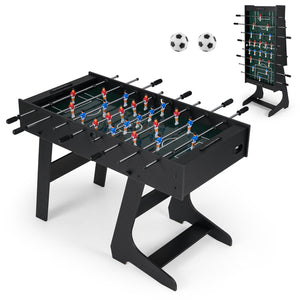 Folding Foosball Table with 22 Players and Slide Scorers Space-Saving Game Table-Black view 4
