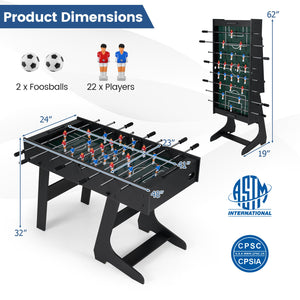 Folding Foosball Table with 22 Players and Slide Scorers Space-Saving Game Table-Black view 5