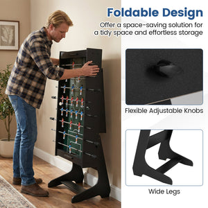 Folding Foosball Table with 22 Players and Slide Scorers Space-Saving Game Table-Black view 6