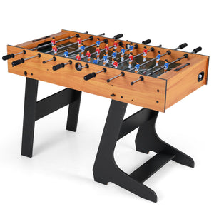 Folding Foosball Table with 22 Players and Slide Scorers Space-Saving Game Table-Natural