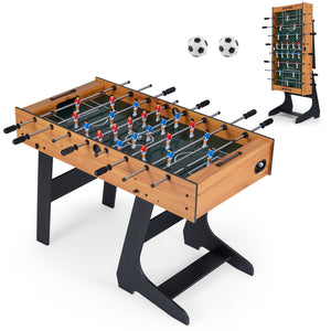 Folding Foosball Table with 22 Players and Slide Scorers Space-Saving Game Table-Natural view 4