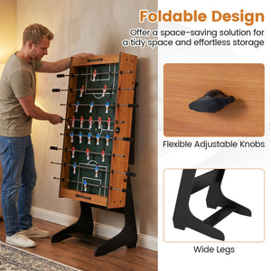 Folding Foosball Table with 22 Players and Slide Scorers Space-Saving Game Table-Natural view 6