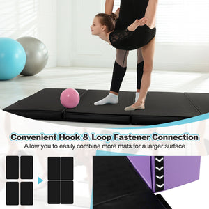 Folding Gymnastics Mat with Carry Handles and Sweatproof Detachable PU Leather Cover-Black view 8