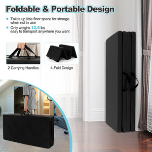 Folding Gymnastics Mat with Carry Handles and Sweatproof Detachable PU Leather Cover-Black view 9