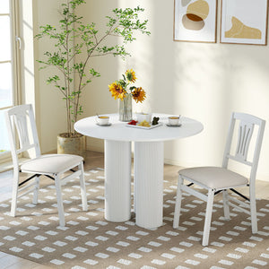 Folding Kitchen Chairs Set of 2 Upholstered Dining Chairs with Comfy Padded Seats-White view 3