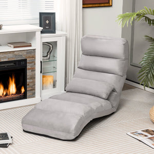Folding Lazy Sofa Couch with Pillow-Gray view 3