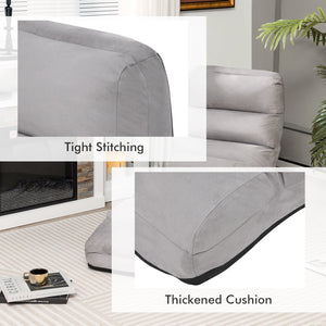 Folding Lazy Sofa Couch with Pillow-Gray view 7